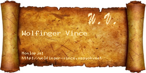Wolfinger Vince névjegykártya